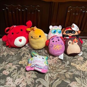 Squishmallows Stuffed Animals Set - Red, Orange, Purple, Brown